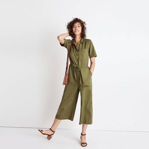 Madewell Olive Green Cropped Utility Jumpsuit